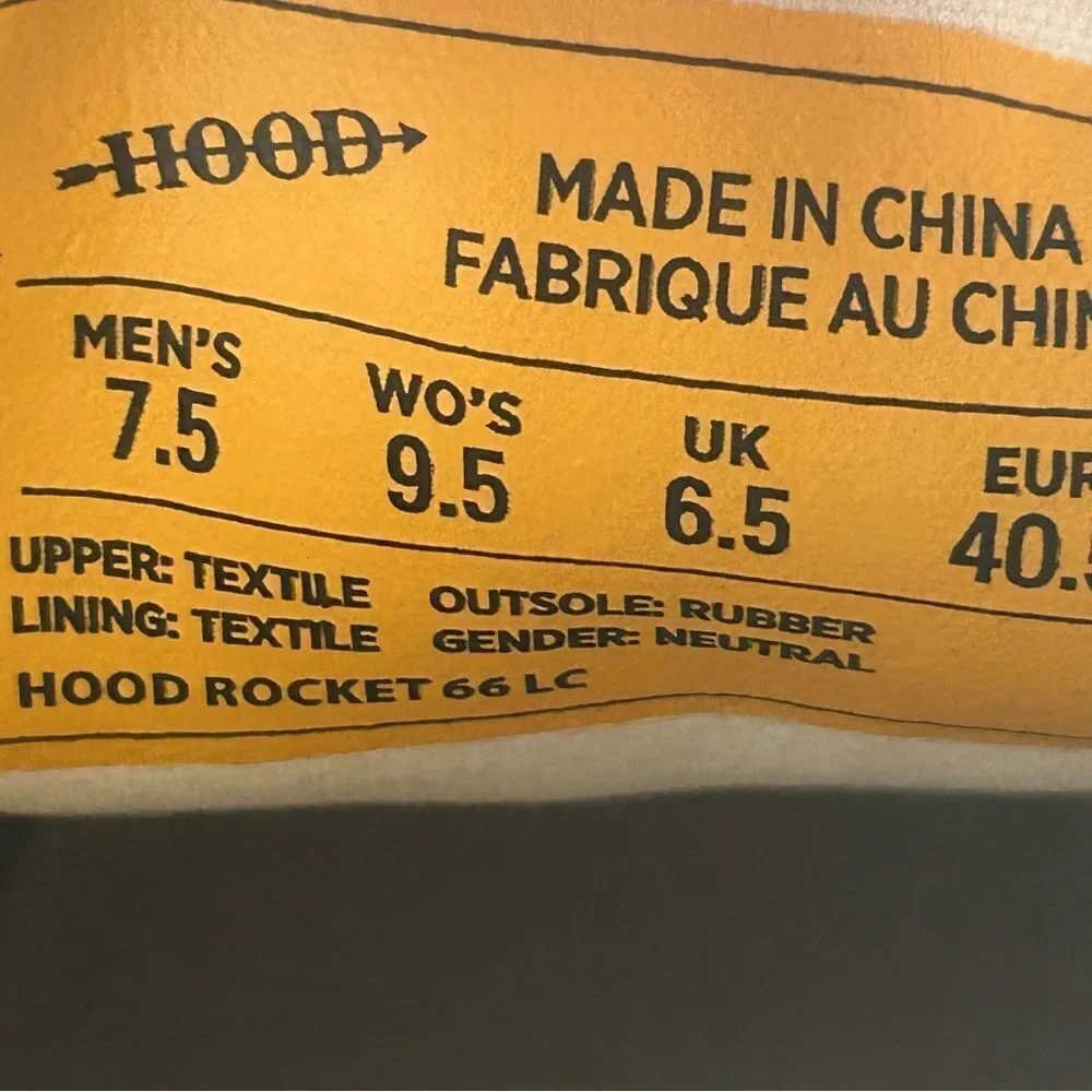 NEW Hood Rocket 66 LC Shoes Lace Up Sneakers Black Size Womens 9.5 Mens 7.5
